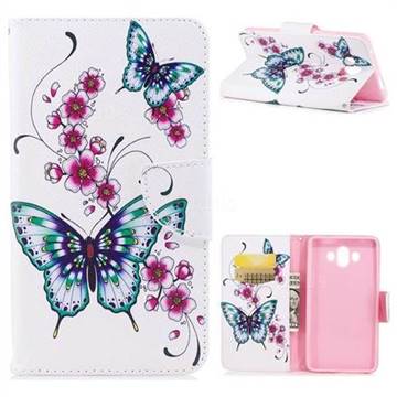 Peach Butterflies Leather Wallet Case for Huawei Mate 10 (5.9 inch, front Fingerprint)