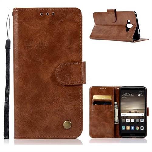 Luxury Retro Leather Wallet Case for Huawei Mate 10 (5.9 inch, front Fingerprint) - Brown