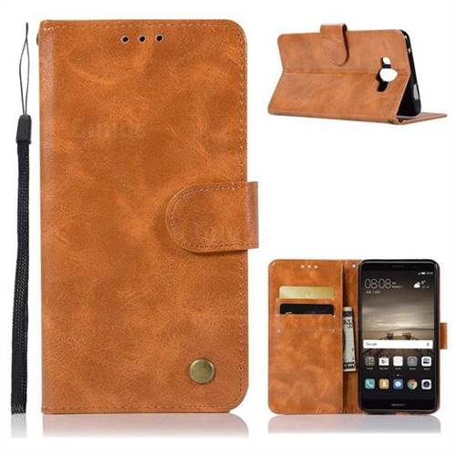 Luxury Retro Leather Wallet Case for Huawei Mate 10 (5.9 inch, front Fingerprint) - Golden
