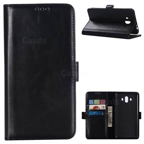 Luxury Crazy Horse PU Leather Wallet Case for Huawei Mate 10 (5.9 inch, front Fingerprint) - Black