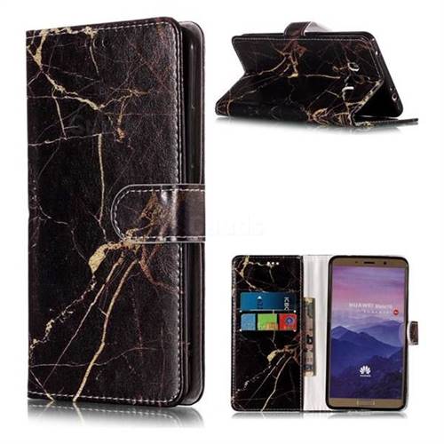 Black Gold Marble PU Leather Wallet Case for Huawei Mate 10 (5.9 inch, front Fingerprint)