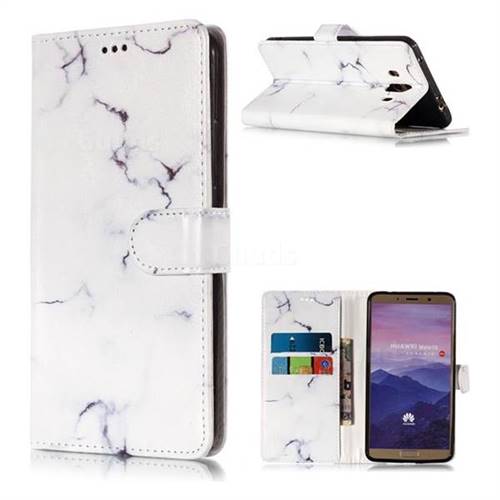 Soft White Marble PU Leather Wallet Case for Huawei Mate 10 (5.9 inch, front Fingerprint)