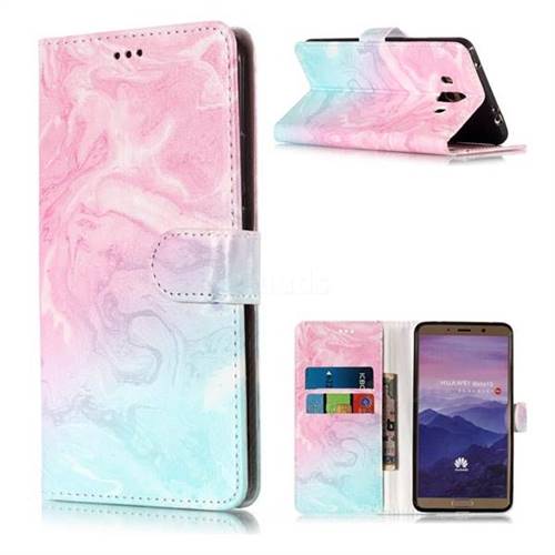 Pink Green Marble PU Leather Wallet Case for Huawei Mate 10 (5.9 inch, front Fingerprint)
