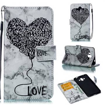 Marble Heart PU Leather Wallet Phone Case for Huawei Mate 10 (5.9 inch, front Fingerprint) - Black