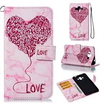Marble Heart PU Leather Wallet Phone Case for Huawei Mate 10 (5.9 inch, front Fingerprint) - Red
