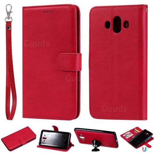 Retro Greek Detachable Magnetic PU Leather Wallet Phone Case for Huawei Mate 10 (5.9 inch, front Fingerprint) - Red
