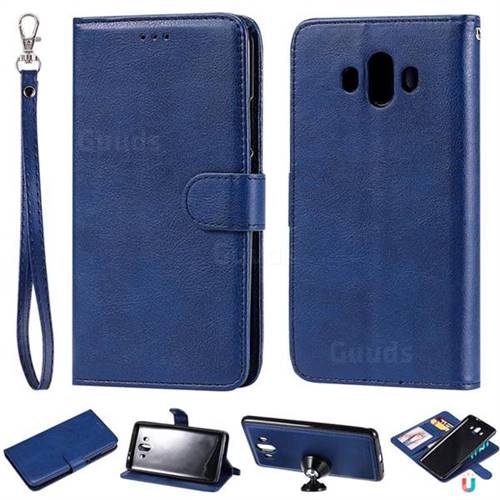 Retro Greek Detachable Magnetic PU Leather Wallet Phone Case for Huawei Mate 10 (5.9 inch, front Fingerprint) - Blue