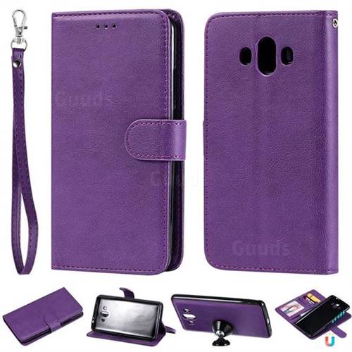 Retro Greek Detachable Magnetic PU Leather Wallet Phone Case for Huawei Mate 10 (5.9 inch, front Fingerprint) - Purple