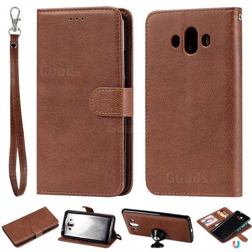 Retro Greek Detachable Magnetic PU Leather Wallet Phone Case for Huawei Mate 10 (5.9 inch, front Fingerprint) - Brown