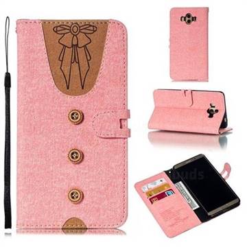 Ladies Bow Clothes Pattern Leather Wallet Phone Case for Huawei Mate 10 (5.9 inch, front Fingerprint) - Pink