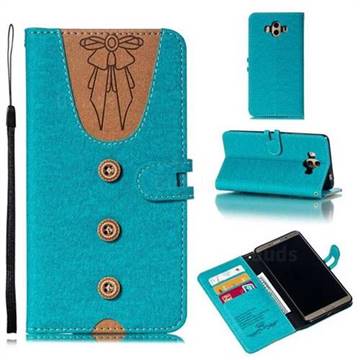 Ladies Bow Clothes Pattern Leather Wallet Phone Case for Huawei Mate 10 (5.9 inch, front Fingerprint) - Green