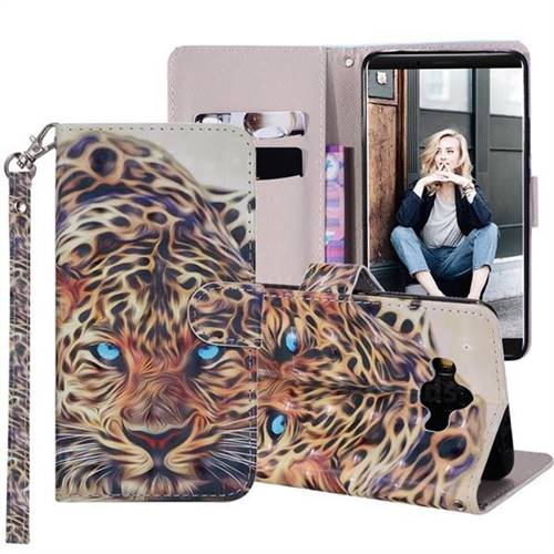 Leopard 3D Painted Leather Phone Wallet Case Cover for Huawei Mate 10 (5.9 inch, front Fingerprint)