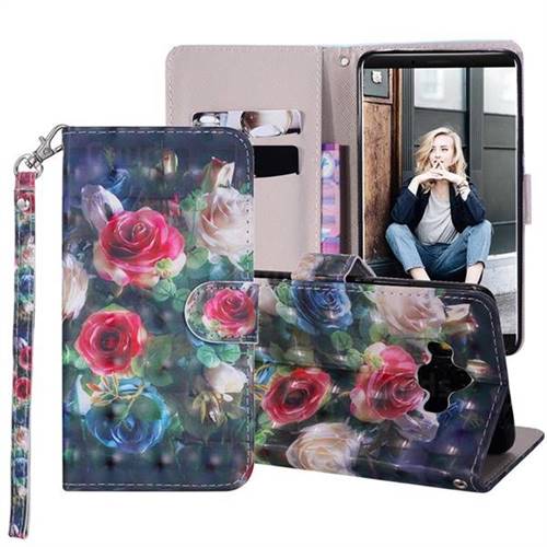Rose Flower 3D Painted Leather Phone Wallet Case Cover for Huawei Mate 10 (5.9 inch, front Fingerprint)