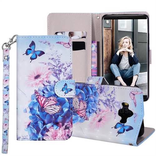 Pansy Butterfly 3D Painted Leather Phone Wallet Case Cover for Huawei Mate 10 (5.9 inch, front Fingerprint)