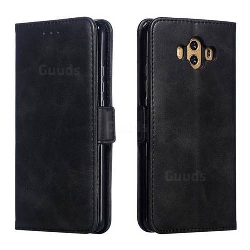 Retro Classic Calf Pattern Leather Wallet Phone Case for Huawei Mate 10 (5.9 inch, front Fingerprint) - Black