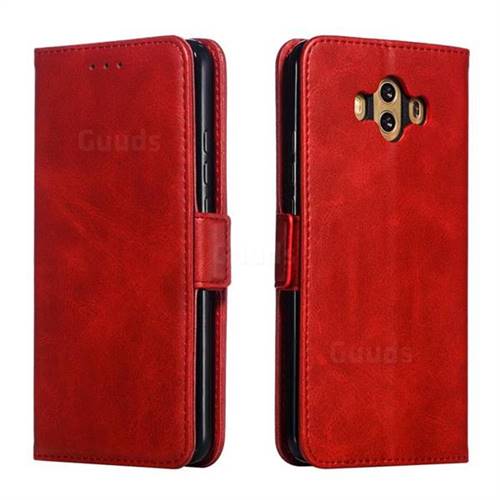 Retro Classic Calf Pattern Leather Wallet Phone Case for Huawei Mate 10 (5.9 inch, front Fingerprint) - Red