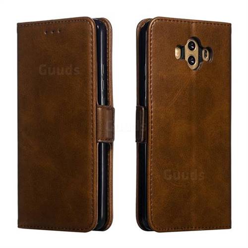 Retro Classic Calf Pattern Leather Wallet Phone Case for Huawei Mate 10 (5.9 inch, front Fingerprint) - Brown