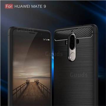 Luxury Carbon Fiber Brushed Wire Drawing Silicone TPU Back Cover for Huawei Mate9 Mate 9 (Black)