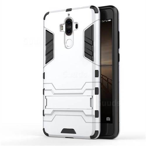 Armor Premium Tactical Grip Kickstand Shockproof Dual Layer Rugged Hard Cover for Huawei Mate9 Mate 9 - Silver