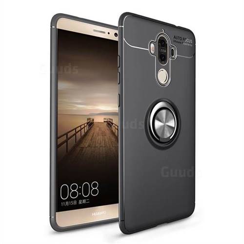 Auto Focus Invisible Ring Holder Soft Phone Case for Huawei Mate9 Mate 9 - Black