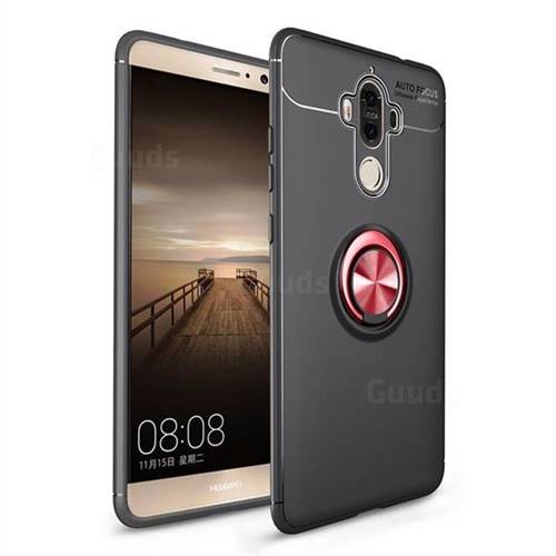 Auto Focus Invisible Ring Holder Soft Phone Case for Huawei Mate9 Mate 9 - Black Red