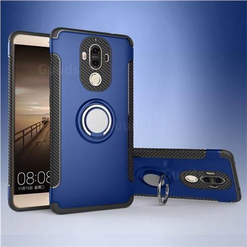 Armor Anti Drop Carbon PC + Silicon Invisible Ring Holder Phone Case for Huawei Mate9 Mate 9 - Sapphire