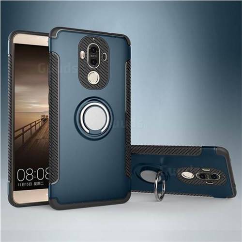 Armor Anti Drop Carbon PC + Silicon Invisible Ring Holder Phone Case for Huawei Mate9 Mate 9 - Navy