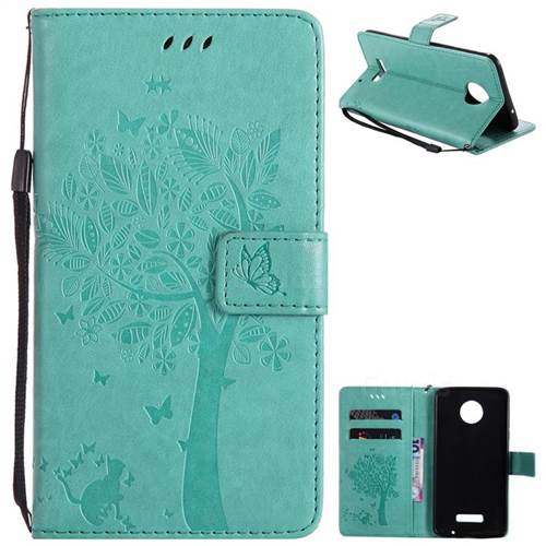 Embossing Butterfly Tree Leather Wallet Case for Huawei Mate9 Mate 9 - Cyan