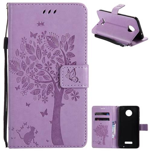 Embossing Butterfly Tree Leather Wallet Case for Huawei Mate9 Mate 9 - Violet