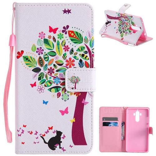 Cat and Tree PU Leather Wallet Case for Huawei Mate9 Mate 9