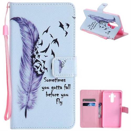 Feather Birds PU Leather Wallet Case for Huawei Mate9 Mate 9