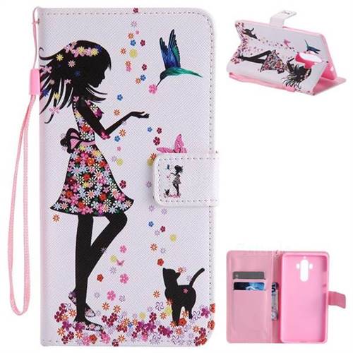 Petals and Cats PU Leather Wallet Case for Huawei Mate9 Mate 9