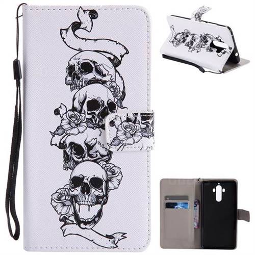 Skull Head PU Leather Wallet Case for Huawei Mate9 Mate 9