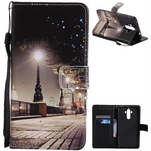 City Night View PU Leather Wallet Case for Huawei Mate9 Mate 9