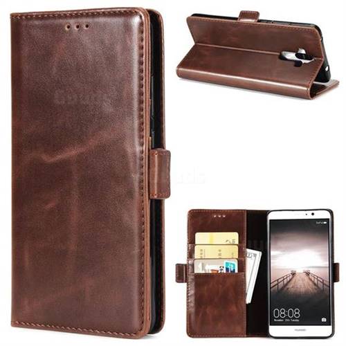 Luxury Crazy Horse PU Leather Wallet Case for Huawei Mate9 Mate 9 - Coffee