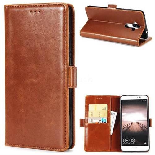 Luxury Crazy Horse PU Leather Wallet Case for Huawei Mate9 Mate 9 - Brown