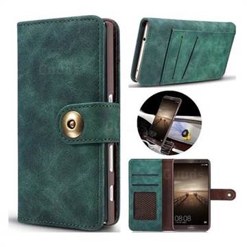 Luxury Vintage Split Separated Leather Wallet Case for Huawei Mate9 Mate 9 - Dark Green