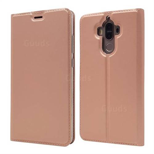 Ultra Slim Card Magnetic Automatic Suction Leather Wallet Case for Huawei Mate9 Mate 9 - Rose Gold