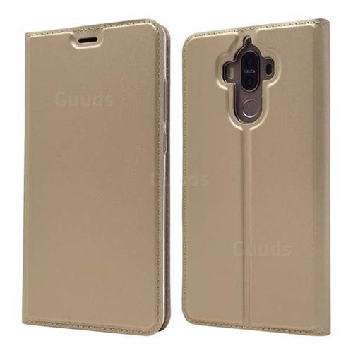 Ultra Slim Card Magnetic Automatic Suction Leather Wallet Case for Huawei Mate9 Mate 9 - Champagne