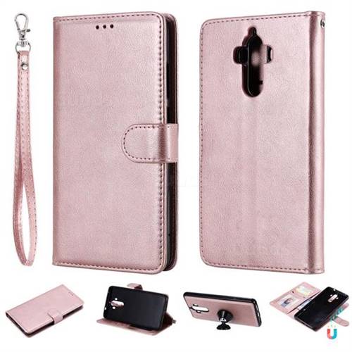 Retro Greek Detachable Magnetic PU Leather Wallet Phone Case for Huawei Mate9 Mate 9 - Rose Gold