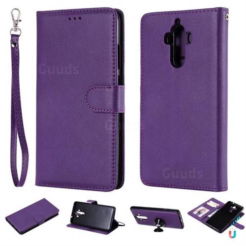 Retro Greek Detachable Magnetic PU Leather Wallet Phone Case for Huawei Mate9 Mate 9 - Purple
