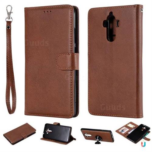 Retro Greek Detachable Magnetic PU Leather Wallet Phone Case for Huawei Mate9 Mate 9 - Brown
