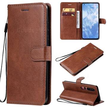 Retro Greek Classic Smooth PU Leather Wallet Phone Case for Xiaomi Mi 10 / Mi 10 Pro 5G - Brown