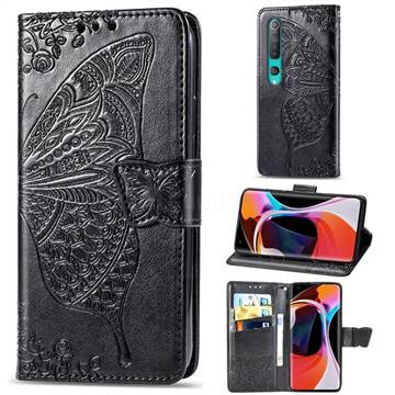 Embossing Mandala Flower Butterfly Leather Wallet Case for Xiaomi Mi 10 / Mi 10 Pro 5G - Black