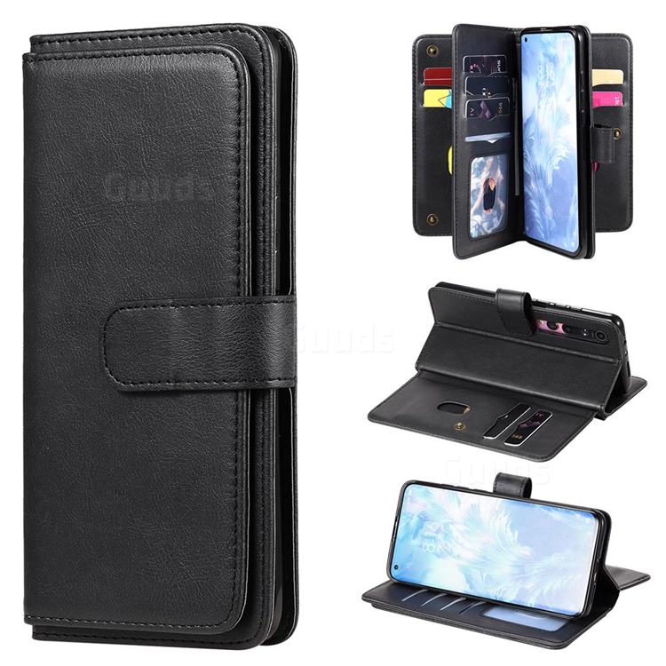 Multi-function Ten Card Slots and Photo Frame PU Leather Wallet Phone Case Cover for Xiaomi Mi 10 / Mi 10 Pro 5G - Black
