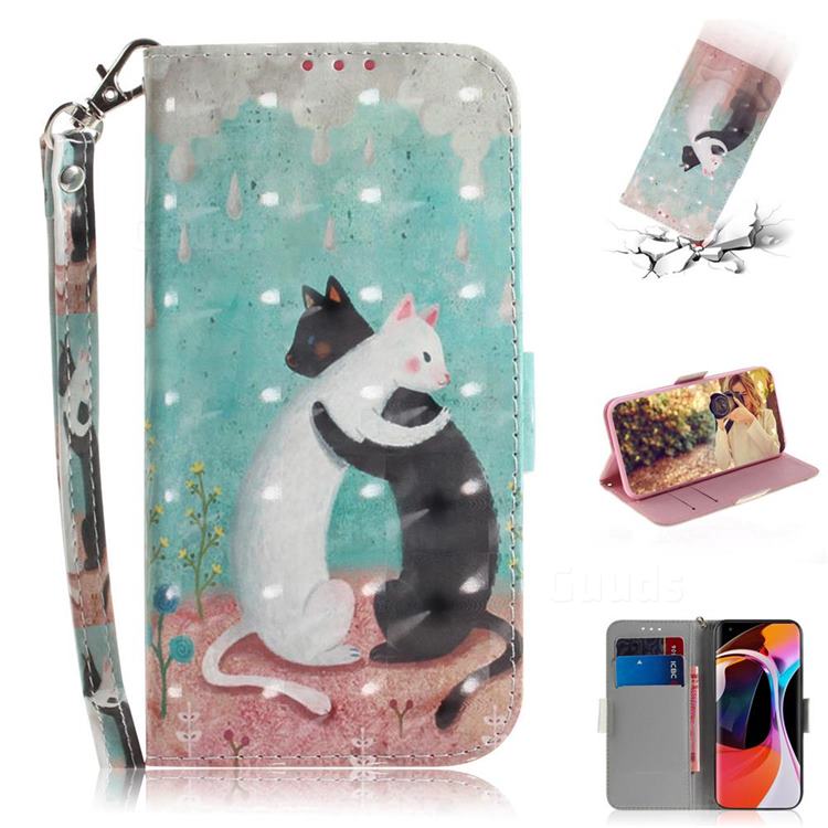 Black and White Cat 3D Painted Leather Wallet Phone Case for Xiaomi Mi 10 / Mi 10 Pro 5G