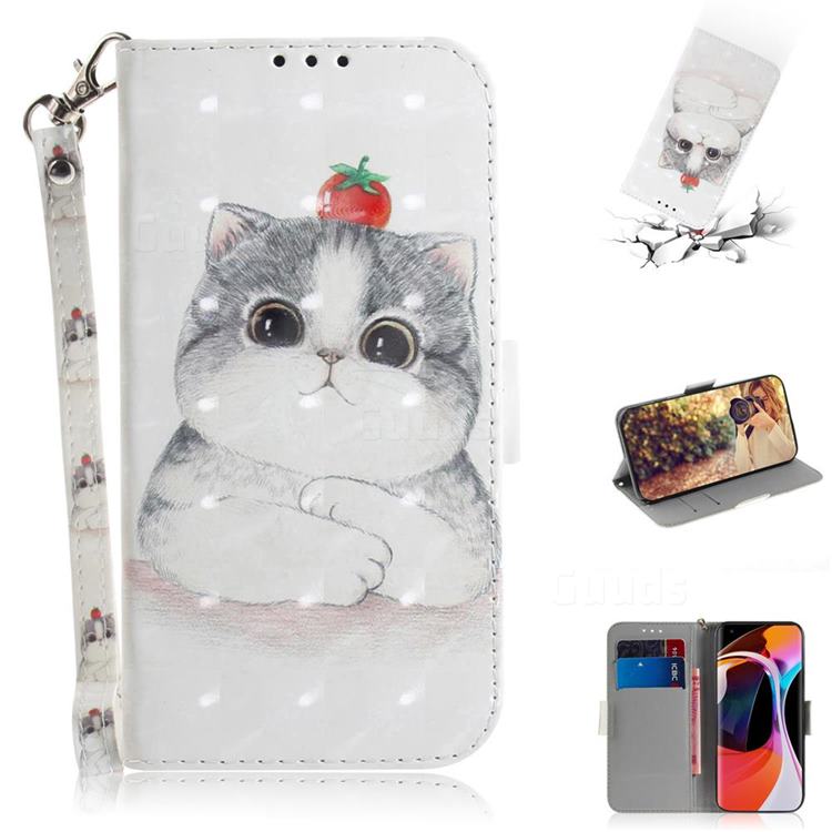 Cute Tomato Cat 3D Painted Leather Wallet Phone Case for Xiaomi Mi 10 / Mi 10 Pro 5G