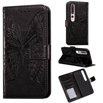 Intricate Embossing Vivid Butterfly Leather Wallet Case for Xiaomi Mi 10 / Mi 10 Pro 5G - Black
