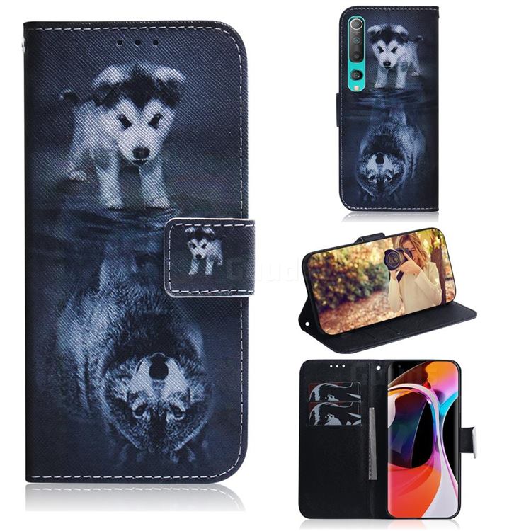 Wolf and Dog PU Leather Wallet Case for Xiaomi Mi 10 / Mi 10 Pro 5G