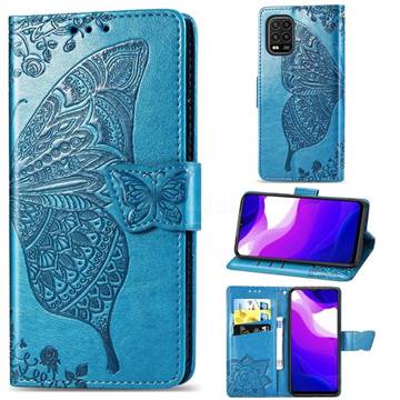 Embossing Mandala Flower Butterfly Leather Wallet Case for Xiaomi Mi 10 Lite - Blue